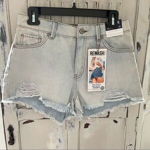 Rewash The Wedge Vintage Revival Super High Rise Light Wash Jean Shorts 28 NWT